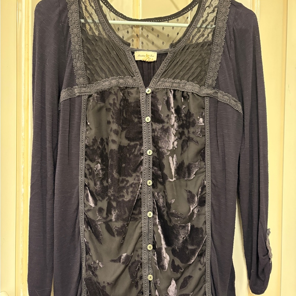 Meadow Rue Charcoal Lace Cardigan